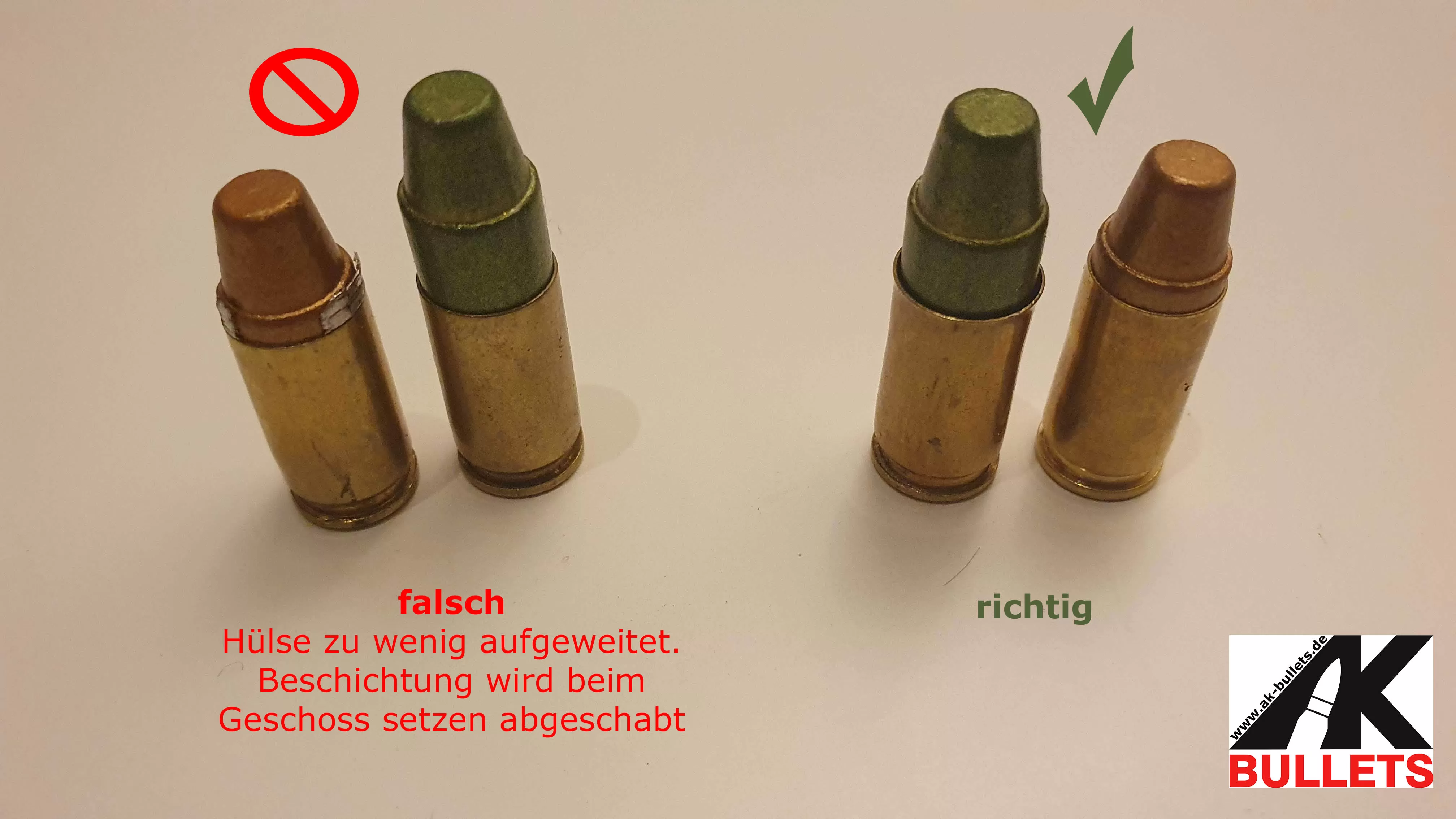 Aufweiten der Hülse vor dem Geschoss setzen