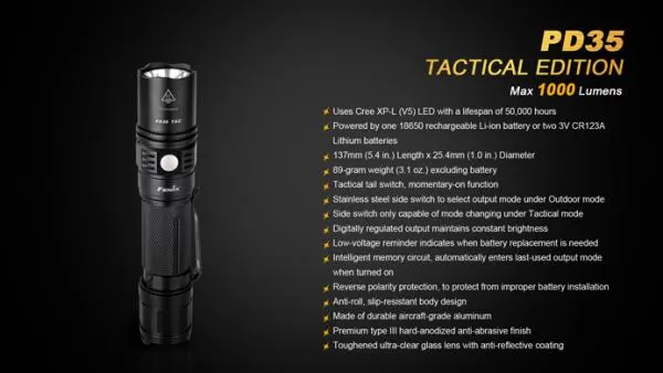 Fenix PD35 TAC (Tactical Edition) LED Taschenlampe 1000 Lumen inkl. Batterien Fenix PD35 TAC (Tactical Edition) LED Taschenlampe 1000 Lumen inkl. Batterien