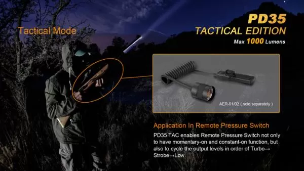 Fenix PD35 TAC (Tactical Edition) LED Taschenlampe 1000 Lumen inkl. Batterien Fenix PD35 TAC (Tactical Edition) LED Taschenlampe 1000 Lumen inkl. Batterien