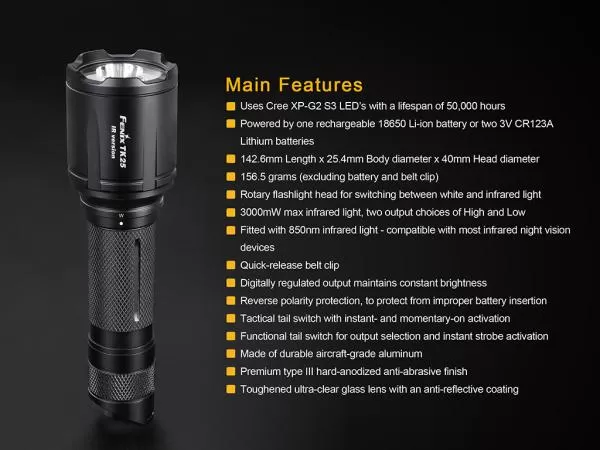 Fenix TK25IR Weiß + Infrarot LED Dual Taschenlampe Fenix TK25IR Weiß + Infrarot LED Dual Taschenlampe