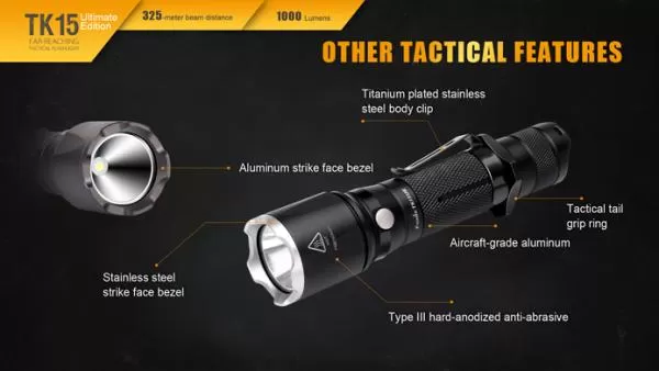 Fenix TK15UE CREE XP-L HI V3 LED Taschenlampe inkl. Batterien, schwarz Fenix TK15UE CREE XP-L HI V3 LED Taschenlampe inkl. Batterien, schwarz