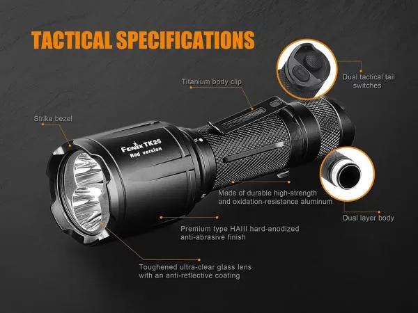 Fenix TK25Red rote & weiße LED Taschenlampe inkl. Batterien Fenix TK25Red rote & weiße LED Taschenlampe inkl. Batterien