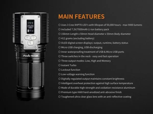 Fenix TK72R LED Taschenlampe 9000 Lumen Fenix TK72R LED Taschenlampe 9000 Lumen