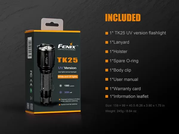 Fenix TK25UV Weiß + UV Dual Mode LED Taschenlampe Fenix TK25UV Weiß + UV Dual Mode LED Taschenlampe