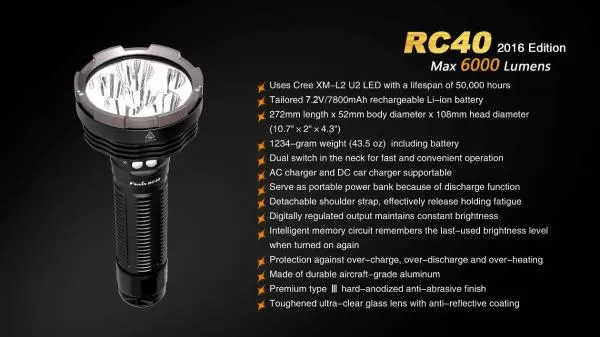 Fenix RC40 Cree XM-L2 U2 LED Taschenlampe 6000 Lumen Fenix RC40 Cree XM-L2 U2 LED Taschenlampe 6000 Lumen