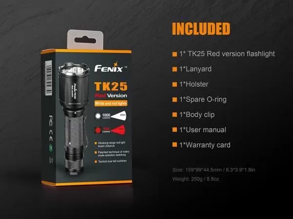 Fenix TK25Red rote & weiße LED Taschenlampe inkl. Batterien Fenix TK25Red rote & weiße LED Taschenlampe inkl. Batterien
