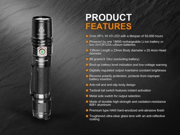 Fenix PD35 V2.0 Cree XP-L HI V3 1000 Lumen LED Taschenlampe inkl. Batterien, schwarz Fenix PD35 V2.0 Cree XP-L HI V3 1000 Lumen LED Taschenlampe inkl. Batterien, schwarz