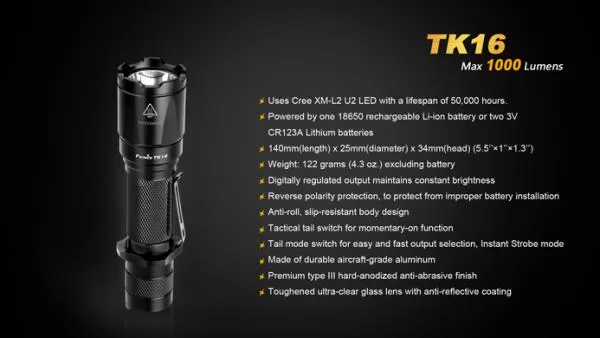 Fenix TK16 Cree XM-L2 U2 LED Taschenlampe 1000 Lumen Fenix TK16 Cree XM-L2 U2 LED Taschenlampe 1000 Lumen