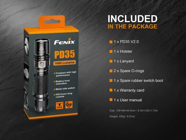 Fenix PD35 V2.0 Cree XP-L HI V3 1000 Lumen LED Taschenlampe inkl. Batterien, schwarz Fenix PD35 V2.0 Cree XP-L HI V3 1000 Lumen LED Taschenlampe inkl. Batterien, schwarz