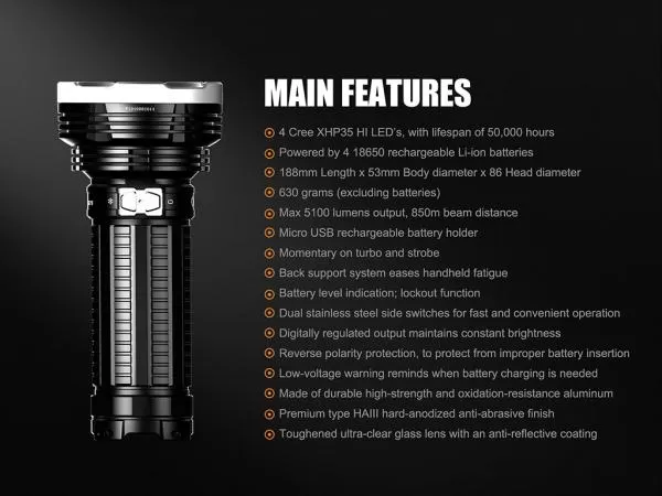Fenix TK75 (2018) Cree XHP35 HI LED 5100 Lumen Taschenlampe Fenix TK75 (2018) Cree XHP35 HI LED 5100 Lumen Taschenlampe