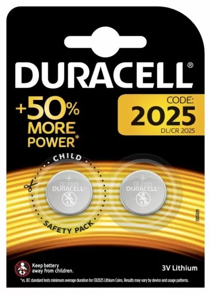 Duracell Lithium Knopfzelle CR2025, 2er Pack Duracell Lithium Knopfzelle CR2025, 2er Pack