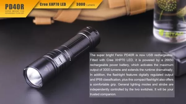 Fenix PD40R Cree XHP70 LED Taschenlampe 3000 Lumen inkl. 26650 Li-Ion Akku Fenix PD40R Cree XHP70 LED Taschenlampe 3000 Lumen inkl. 26650 Li-Ion Akku