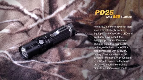 Fenix PD25 Cree XP-L V5 LED Taschenlampe 550 Lumen inkl. 1 x CR123A Batterie Fenix PD25 Cree XP-L V5 LED Taschenlampe 550 Lumen inkl. 1 x CR123A Batterie