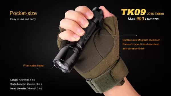 Fenix TK09 2016 Cree XP-L HI LED Taschenlampe 900 Lumen, inkl. Batterien Fenix TK09 2016 Cree XP-L HI LED Taschenlampe 900 Lumen, inkl. Batterien
