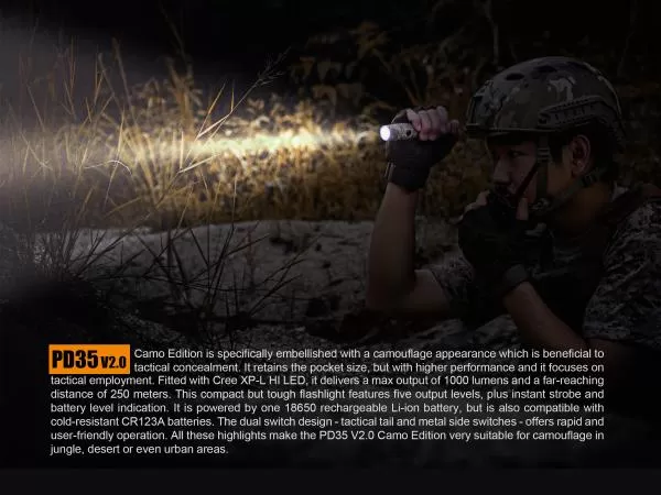 Fenix PD35 V2.0 Cree XP-L HI V3 1000 Lumen LED Taschenlampe inkl. Batterien, Digital Camo Fenix PD35 V2.0 Cree XP-L HI V3 1000 Lumen LED Taschenlampe inkl. Batterien, Digital Camo