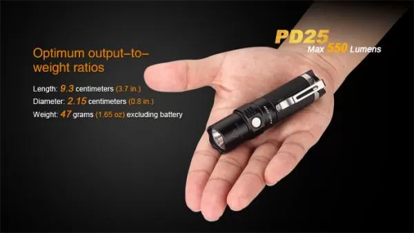 Fenix PD25 Cree XP-L V5 LED Taschenlampe 550 Lumen inkl. 1 x CR123A Batterie Fenix PD25 Cree XP-L V5 LED Taschenlampe 550 Lumen inkl. 1 x CR123A Batterie